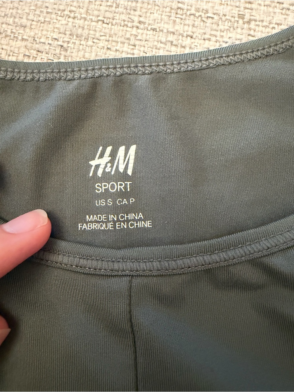 H&M Sport Olive Green Athletic Top